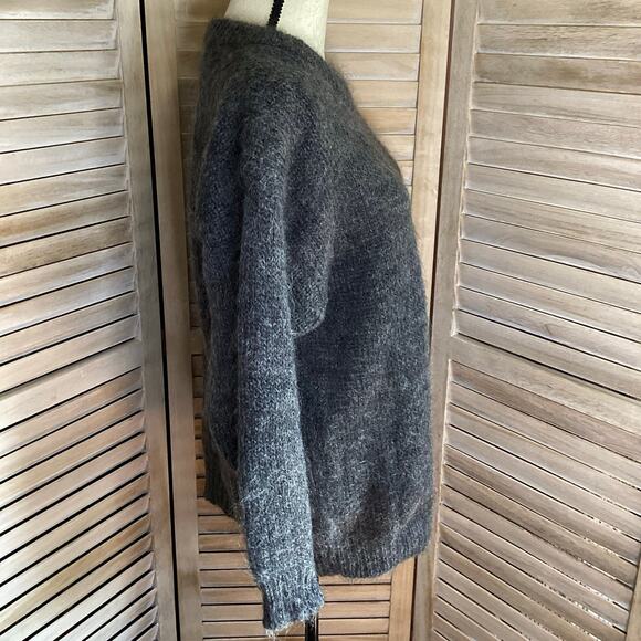 Vintage 80’ Hong Kong Charcoal Gray Oversized Mohair Crewneck Sweater M - Picture 4 of 7